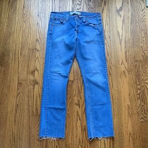 Levis Womens 509 Low Slouch Cuff Jeans Blue Stretch Frayed Hem Denim Juniors 9M